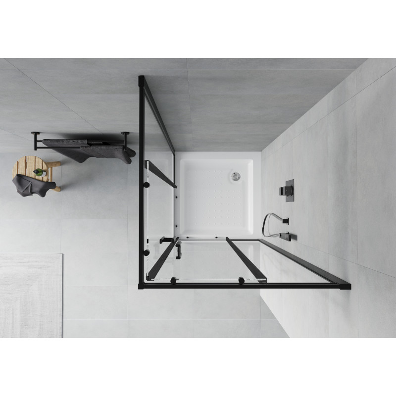 Mexen Rio vierkante douchecabine 80 x 80 cm, transparant, zwart + douchebak, wit - 860-080-080-70-00-4510