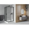 Mexen Rio quadratische Duschkabine 90 x 90 cm, transparent, schwarz + Rio-Duschbecken, weiß - 860-090-090-70-00-4510