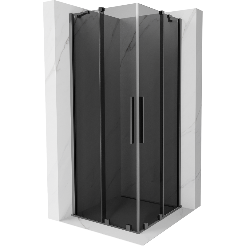 Mexen Velar Dubbla skjutdörrar duschkabin 90 x 90 cm, grafit, gun metal - 871-090-090-42-95