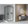 Mexen Rio quadratische Duschkabine 90 x 90 cm, transparent, schwarz + Rio-Duschbecken, weiß - 860-090-090-70-00-4510