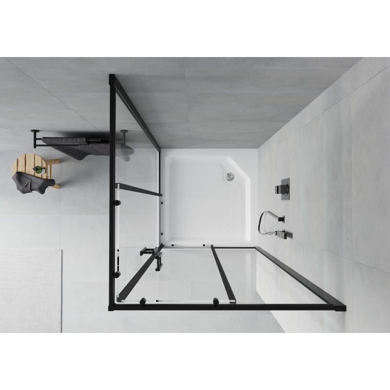 Mexen Rio cabine de douche carrée 90 x 90 cm, transparent, noir + receveur Rio, blanc - 860-090-090-70-00-4510