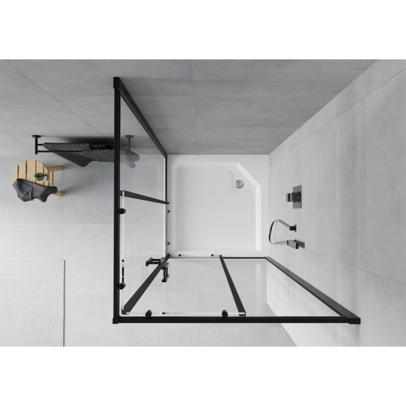 Mexen Rio quadratische Duschkabine 90 x 90 cm, transparent, schwarz + Duschwanne, weiß - 860-090-090-70-00-4510