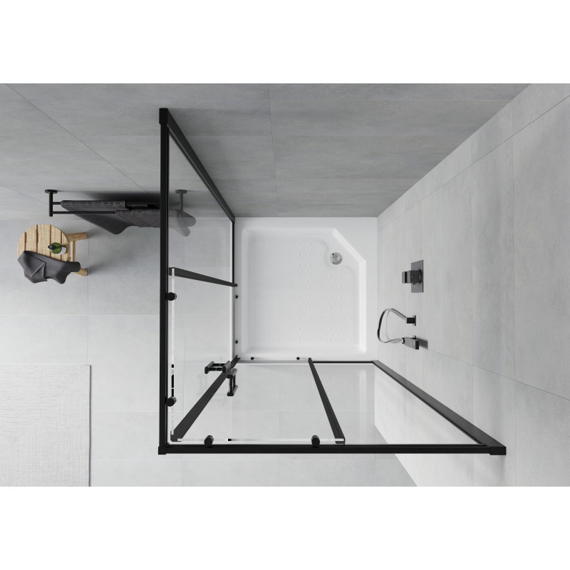Mexen Rio ruudukujuline dušinurk 90 x 90 cm, läbipaistev, must + alusvann, valge - 860-090-090-70-00-4510