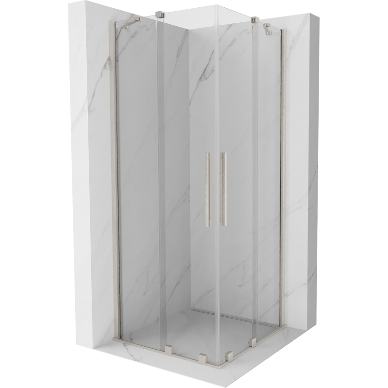 Mexen Velar Duo cabine de douche coulissante 80 x 80 cm, transparent, nickel brossé - 871-080-080-02-97