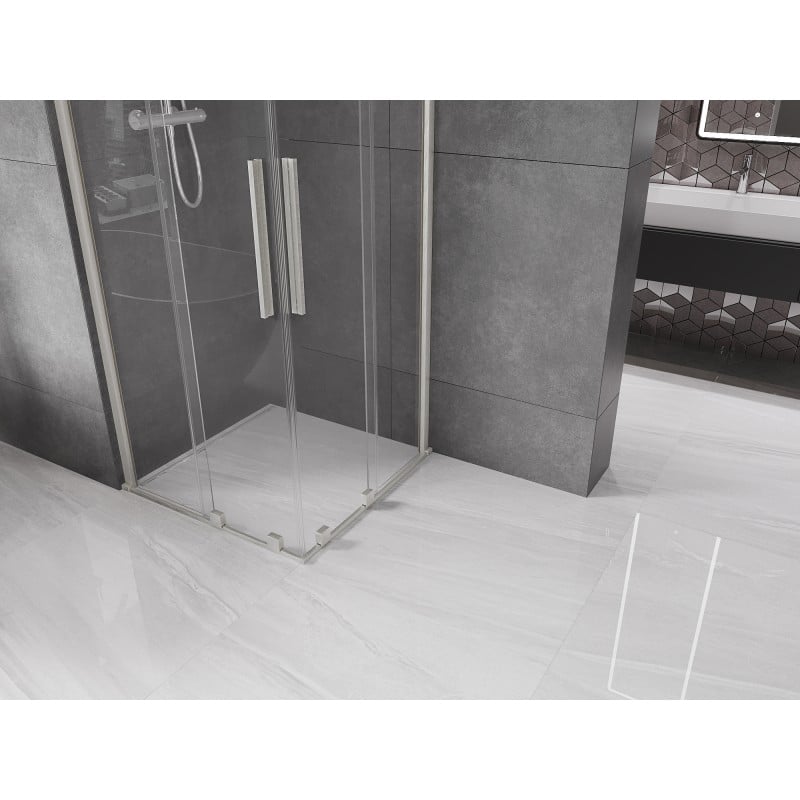 Mexen Velar Duo cabina doccia scorrevole 80 x 80 cm, trasparente, nichel spazzolato - 871-080-080-02-97