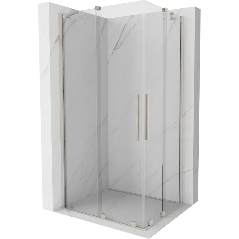 Mexen Velar Duo Duschkabine Schiebetür 90 x 80 cm, transparent, gebürstetes Nickel - 871-090-080-02-97