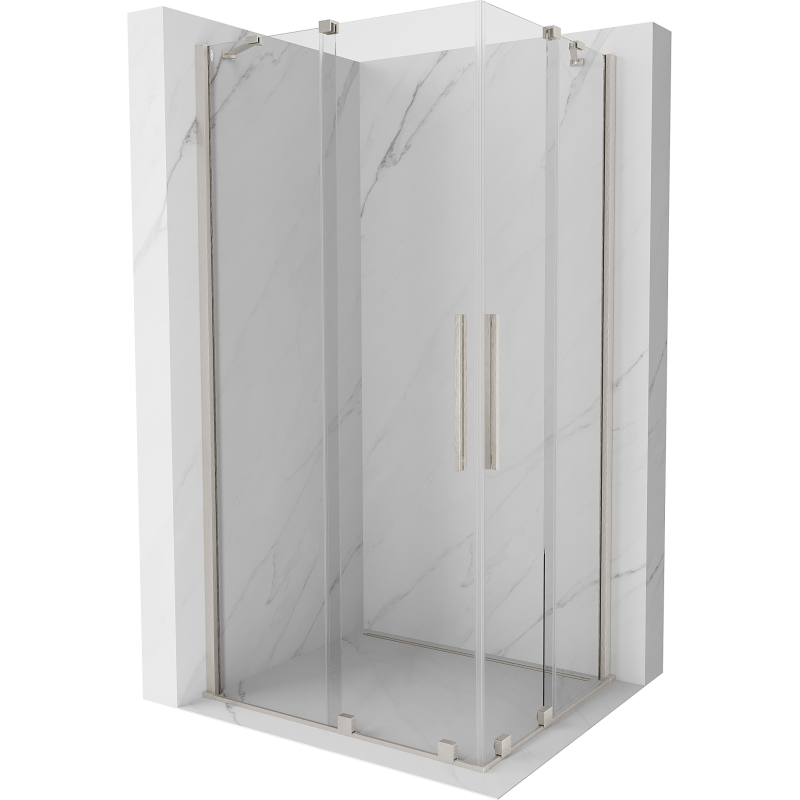 Mexen Velar Duo kabina prysznicowa rozsuwana 90 x 80 cm, transparent, nikiel szczotkowany - 871-090-080-02-97