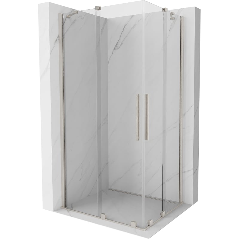 Mexen Velar Duo lükandustega dušikabiin 90 x 80 cm, läbipaistev, harjatud nikkel - 871-090-080-02-97