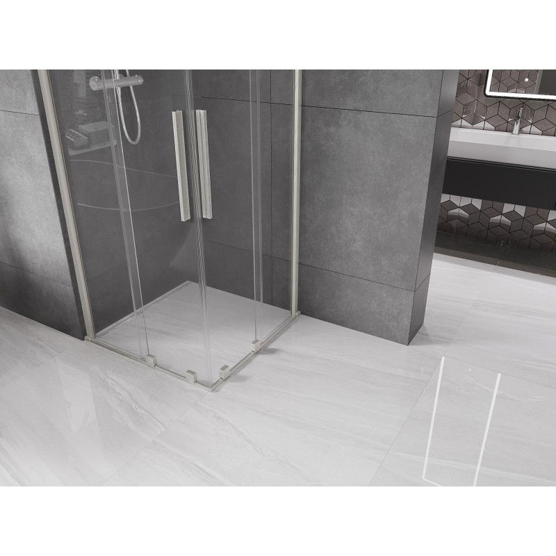 Mexen Velar Duo Schiebeduschkabine 90 x 90 cm, transparent, gebürsteter Nickel - 871-090-090-02-97