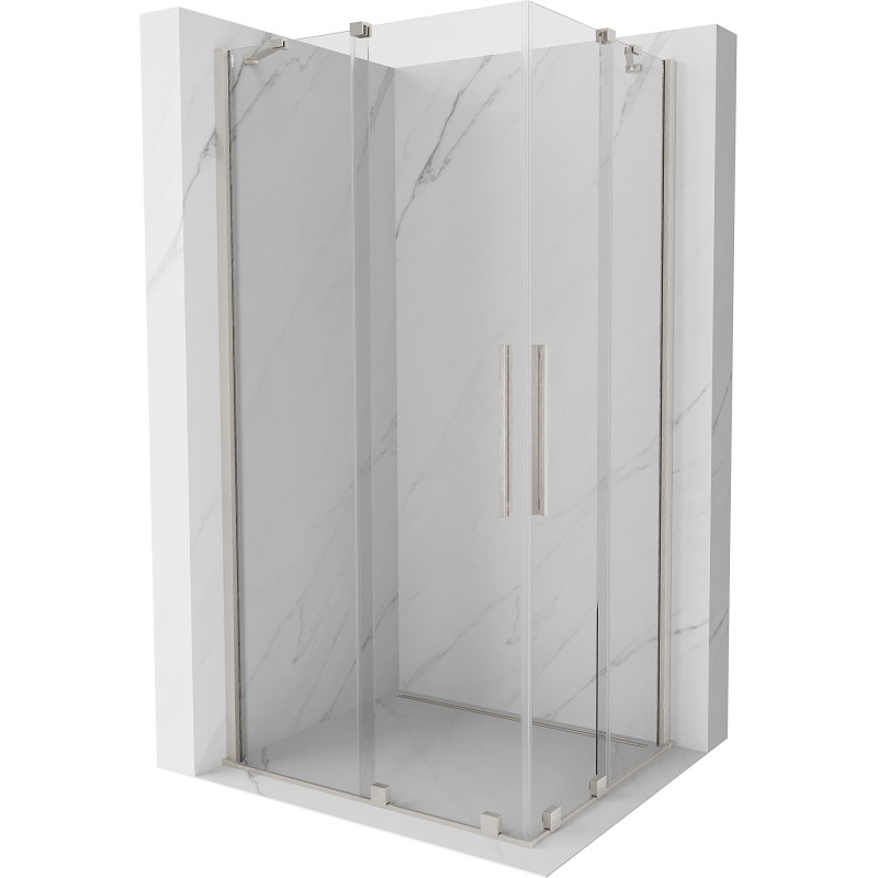 Mexen Velar Duo klizni tuš kabina 100 x 90 cm, prozirna, brušeni nikal - 871-100-090-02-97