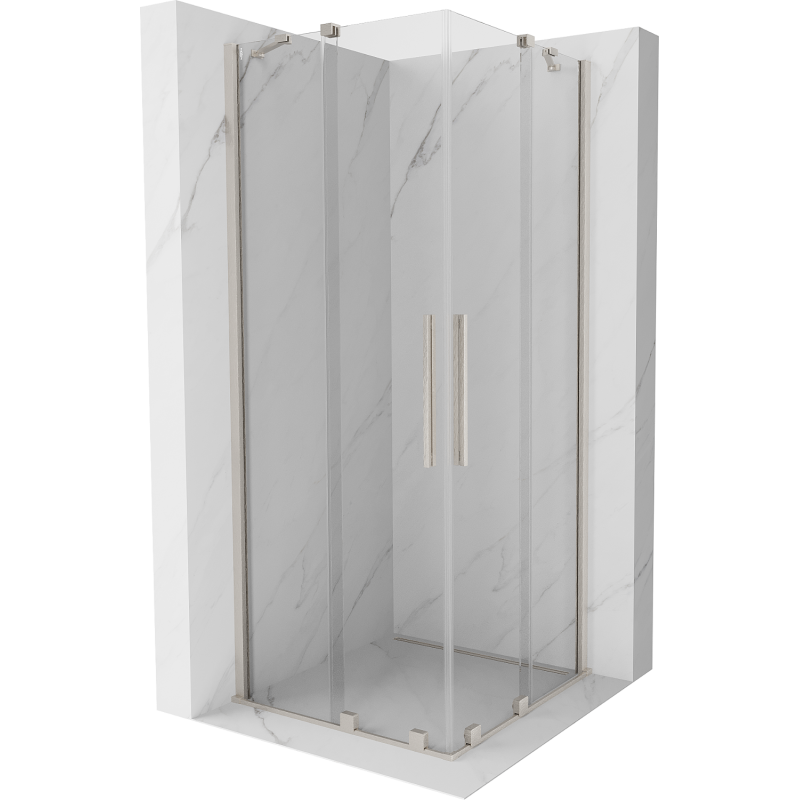 Mexen Velar Duo Duschkabine schiebbar 90 x 90 cm, transparent, gebürsteter Nickel - 871-090-090-02-97