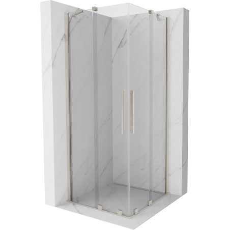 Mexen Velar Duo bīdāmā dušas kabīne 90 x 90 cm, caurspīdīga, matēts niķelis - 871-090-090-02-97