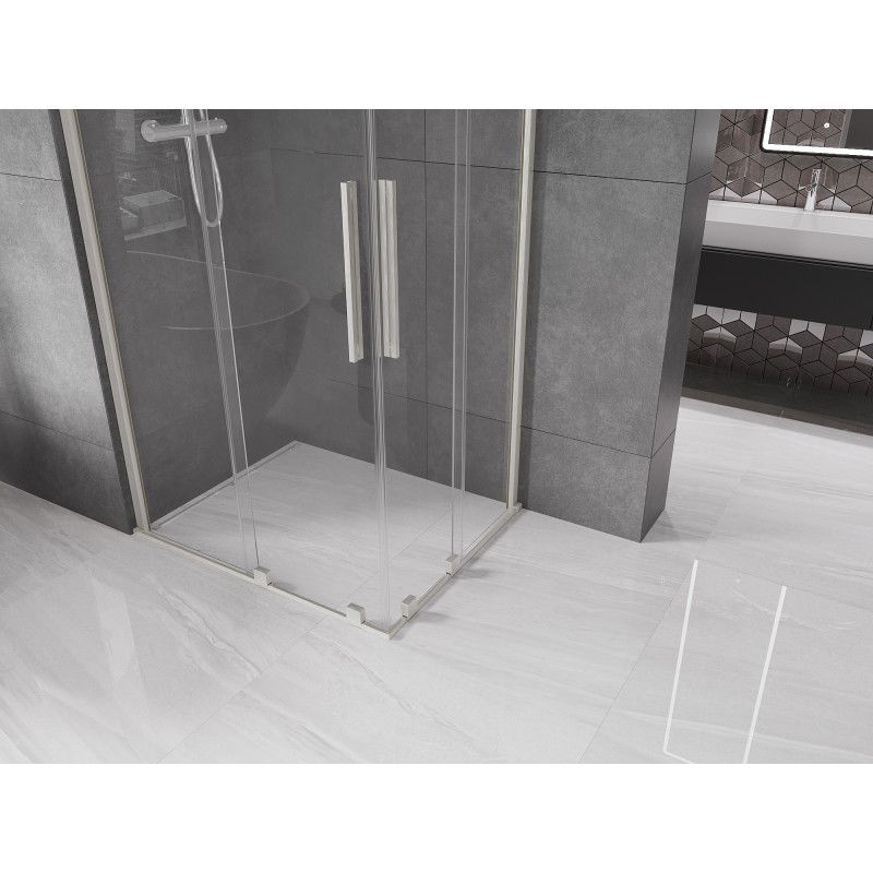 Mexen Velar Duo sliding shower enclosure 90 x 80 cm, transparent, brushed nickel - 871-090-080-02-97