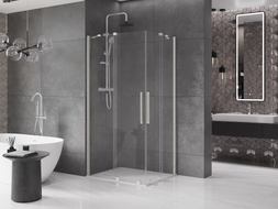 Mexen Velar Duo klizni tuš kabina 100 x 90 cm, prozirna, brušeni nikal - 871-100-090-02-97