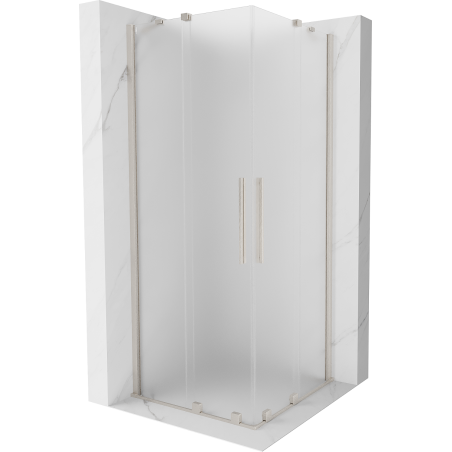 Mexen Velar Duo συρόμενη καμπίνα ντους 90 x 90 cm, πάχνη, βουρτσισμένο νικέλιο