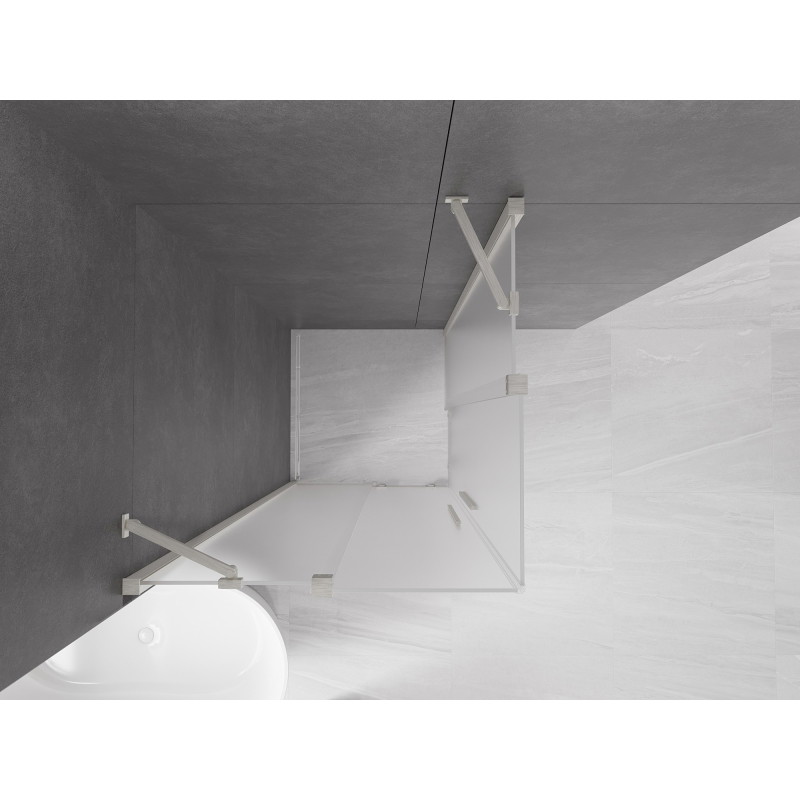 Mexen Velar Duo klizna tuš kabina 90 x 90 cm, mat staklo, brušeni nikal - 871-090-090-32-97