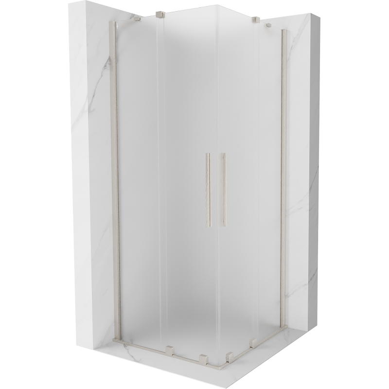 Mexen Velar Duo cabina doccia scorrevole 100 x 100 cm, brina, nichel spazzolato - 871-100-100-32-97