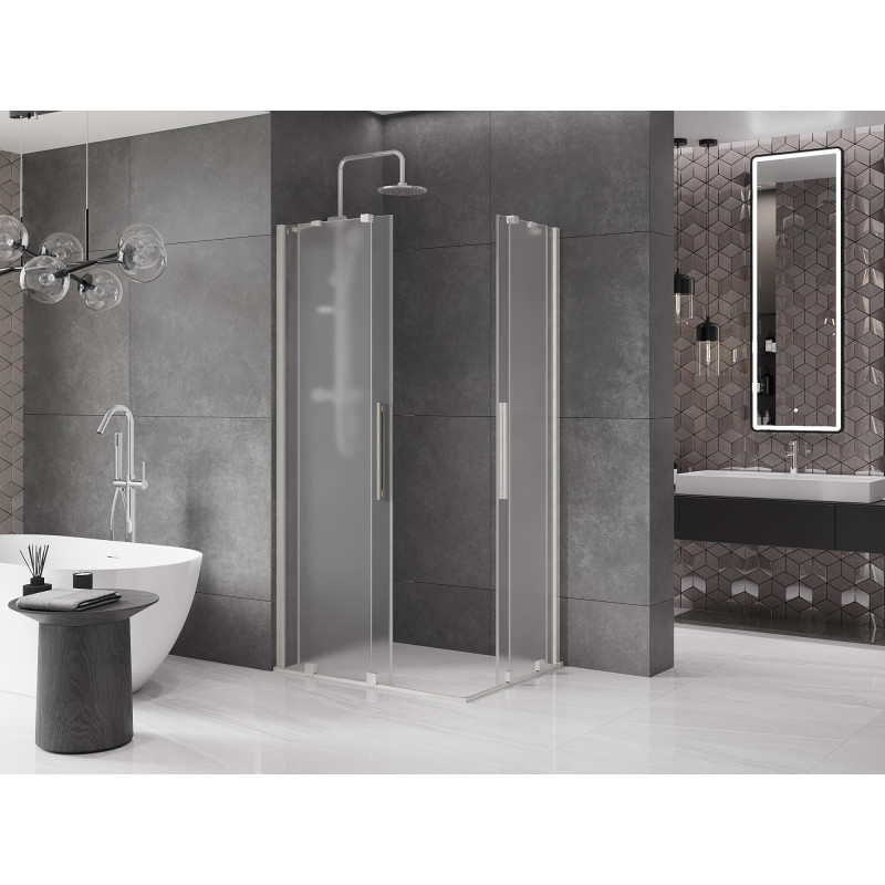 Mexen Velar Duo klizni tuš kabina 90 x 80 cm, matirano, brušeni nikal - 871-090-080-32-97