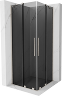 Mexen Velar Καμπίνα ντους Duo συρόμενη 80 x 80 cm, γραφίτης, βουρτσισμένο νικέλιο