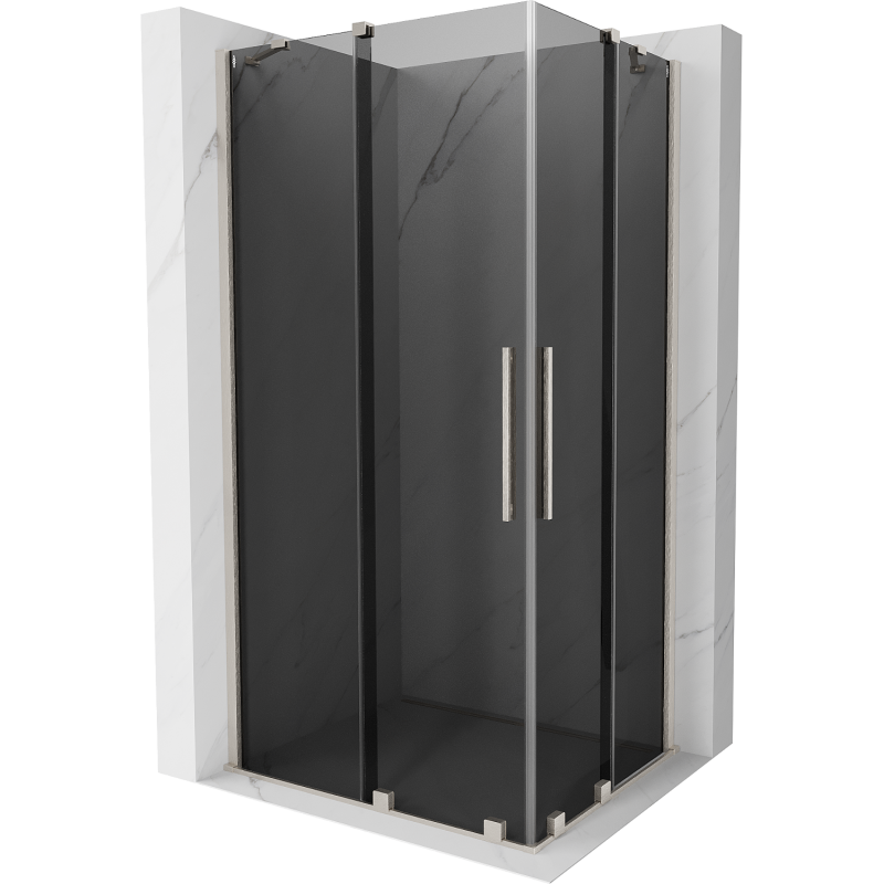 Mexen Velar Duo Sliding Shower Enclosure 90 x 80 cm, Graphite, Brushed Nickel - 871-090-080-42-97