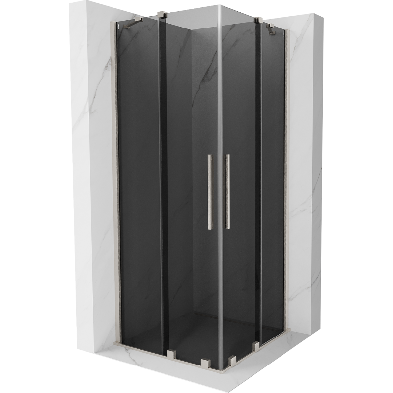 Mexen Velar Duo skjutbar duschkabin 100 x 100 cm, grafit, borstad nickel - 871-100-100-42-97