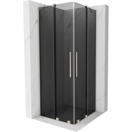 Mexen Velar Duo skjutbar duschkabin 100 x 100 cm, grafit, borstad nickel - 871-100-100-42-97