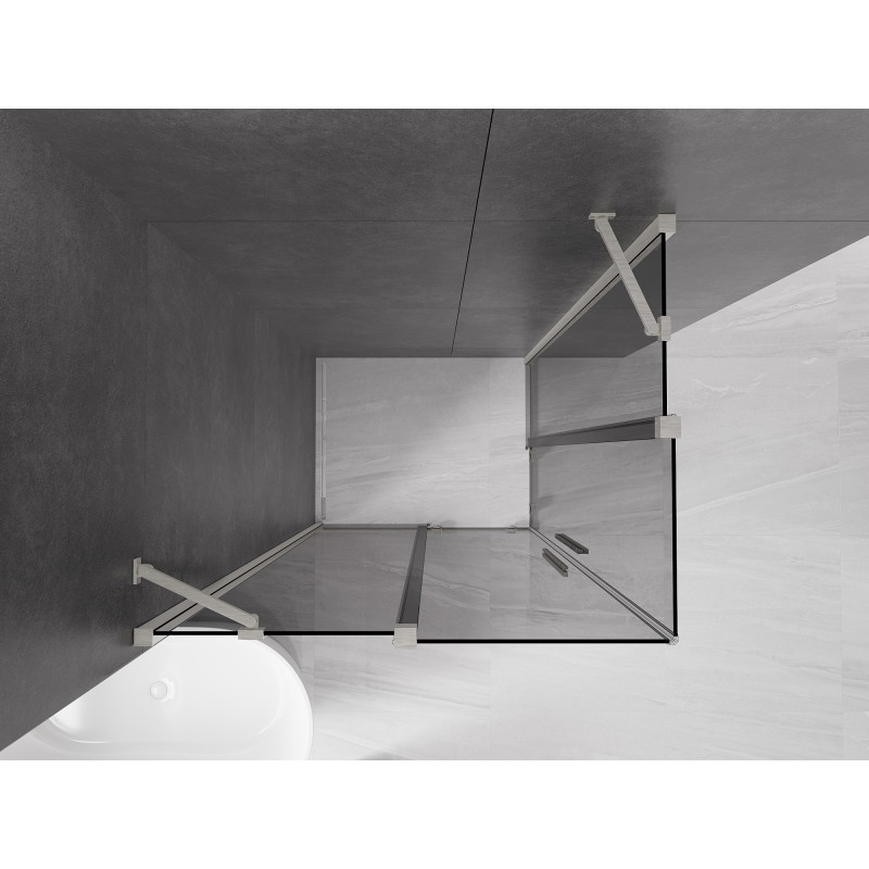Mexen Velar Dvostruka klizna tuš kabina 90 x 80 cm, grafit, brušeni nikal - 871-090-080-42-97