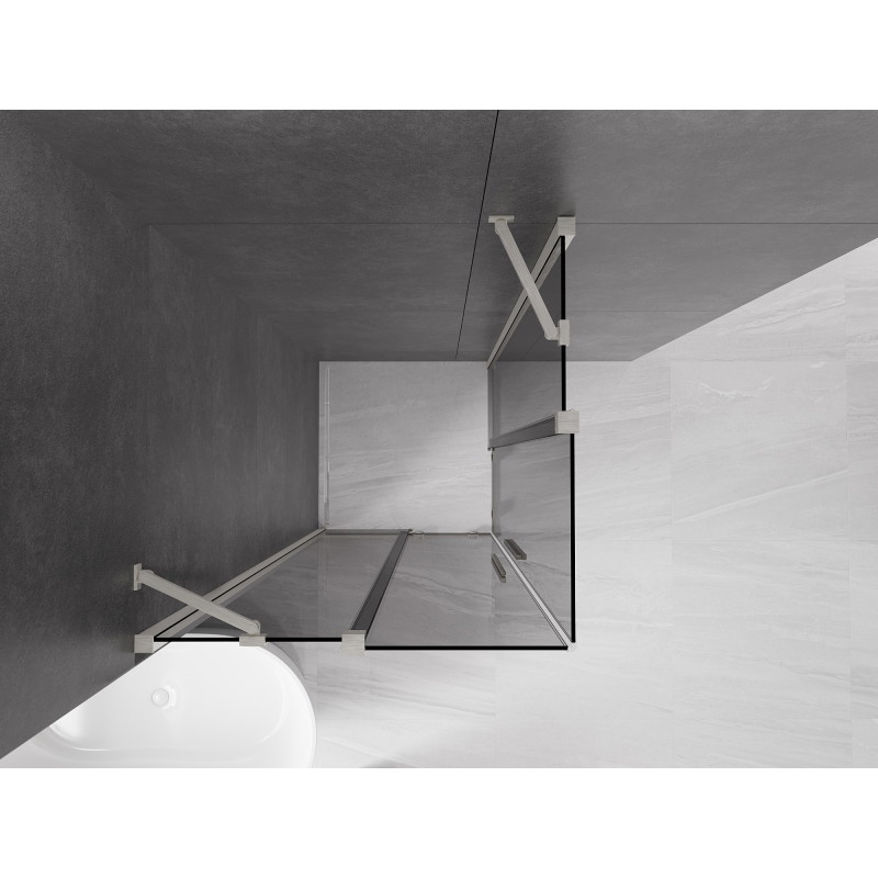 Mexen Velar Duo lükand dušinurk 90 x 90 cm, grafiit, harjatud nikkel - 871-090-090-42-97