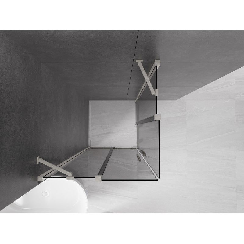 Mexen Velar Duo Schiebeduschkabine 100 x 100 cm, Graphit, gebürsteter Nickel - 871-100-100-42-97