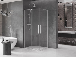 Mexen Velar L Duo klizna tuš kabina 90 x 80 cm, prozirna, krom - 871-090-080-02-03-01