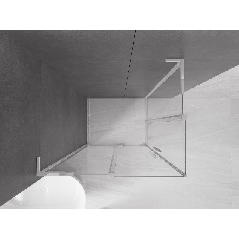 Mexen Velar L Dvojna drsna tuš kabina 100 x 90 cm, prozorna, kromirana - 871-100-090-02-03-01