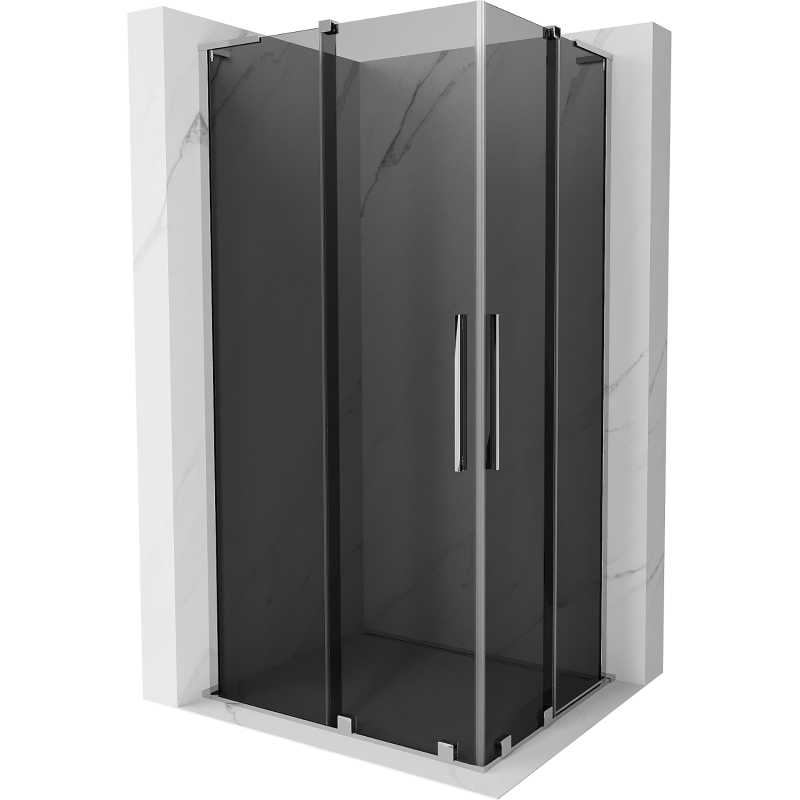 Mexen Velar L Duo cabina doccia scorrevole 90 x 80 cm, grafite, cromo - 871-090-080-02-43-01