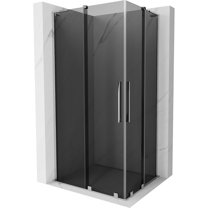 Mexen Velar L Duo schuifbare douchecabine 100 x 90 cm, grafiet, chroom - 871-100-090-02-43-01