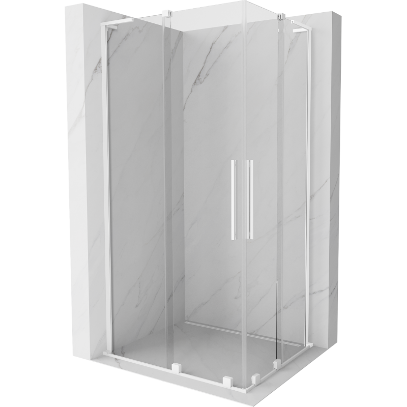 Mexen Velar L Duo cabina de duche de correr 90 x 80 cm, transparente, branca - 871-090-080-02-03-20