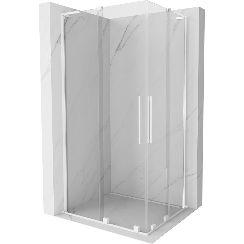 Mexen Velar L Duo liuguksega dušinurk 90 x 80 cm, läbipaistev, valge - 871-090-080-02-03-20