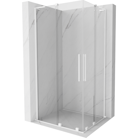 Mexen Velar L Duo liuguksega dušinurk 90 x 80 cm, läbipaistev, valge - 871-090-080-02-03-20