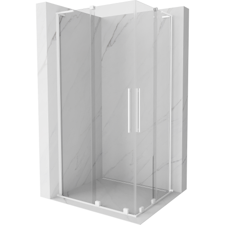 Mexen Velar L Duo sliding shower enclosure 90 x 80 cm, transparent, white - 871-090-080-02-03-20