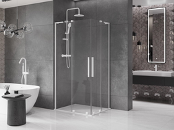 Mexen Velar L Duo kabina prysznicowa rozsuwana 90 x 80 cm, transparent, biała - 871-090-080-02-03-20