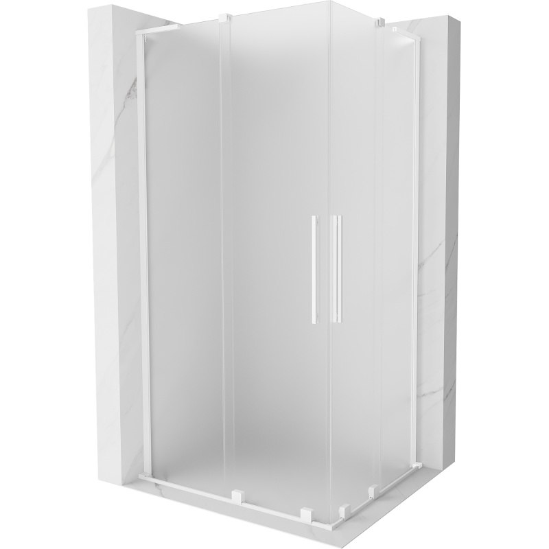 Mexen Velar L Duo cabina de ducha deslizante 90 x 80 cm, escarcha, blanco - 871-090-080-02-33-20