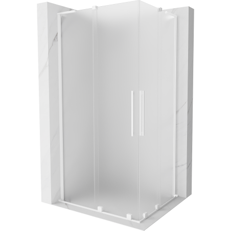Mexen Velar L Duo Duschkabine schiebbar 100 x 90 cm, gefrostet, weiß - 871-100-090-02-33-20