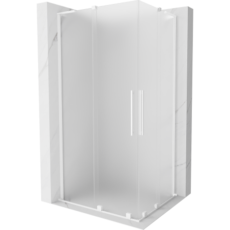 Mexen Velar L Duo sliding shower enclosure 100 x 90 cm, frost, white - 871-100-090-02-33-20