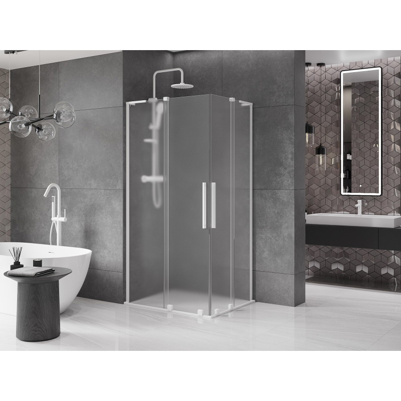 Mexen Velar L Duo lükandav dušikabiin 90 x 80 cm, matt, valge - 871-090-080-02-33-20