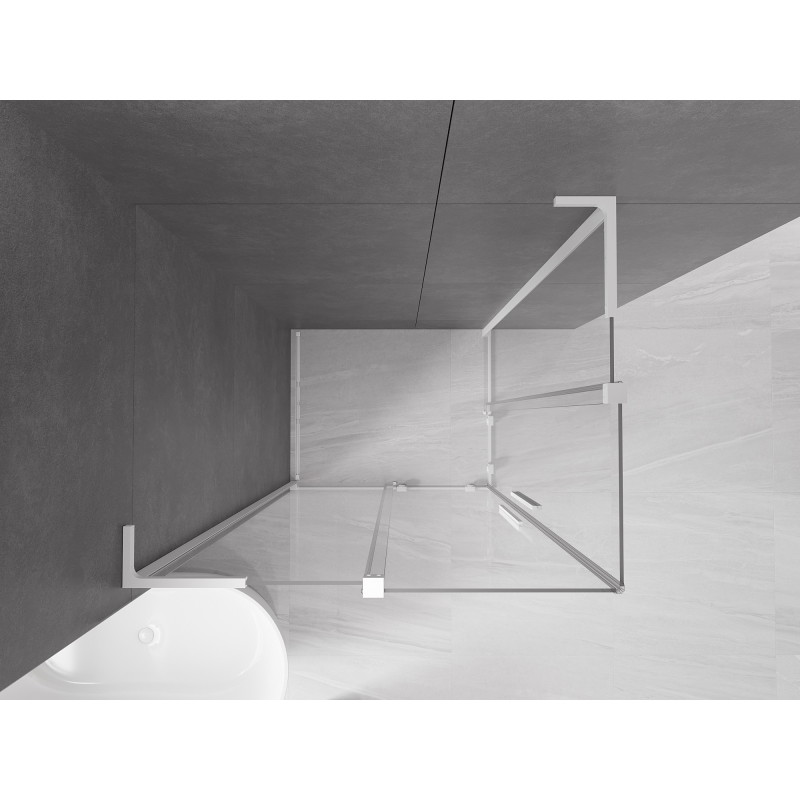 Mexen Velar L Duo liuguksega dušinurk 90 x 80 cm, läbipaistev, valge - 871-090-080-02-03-20