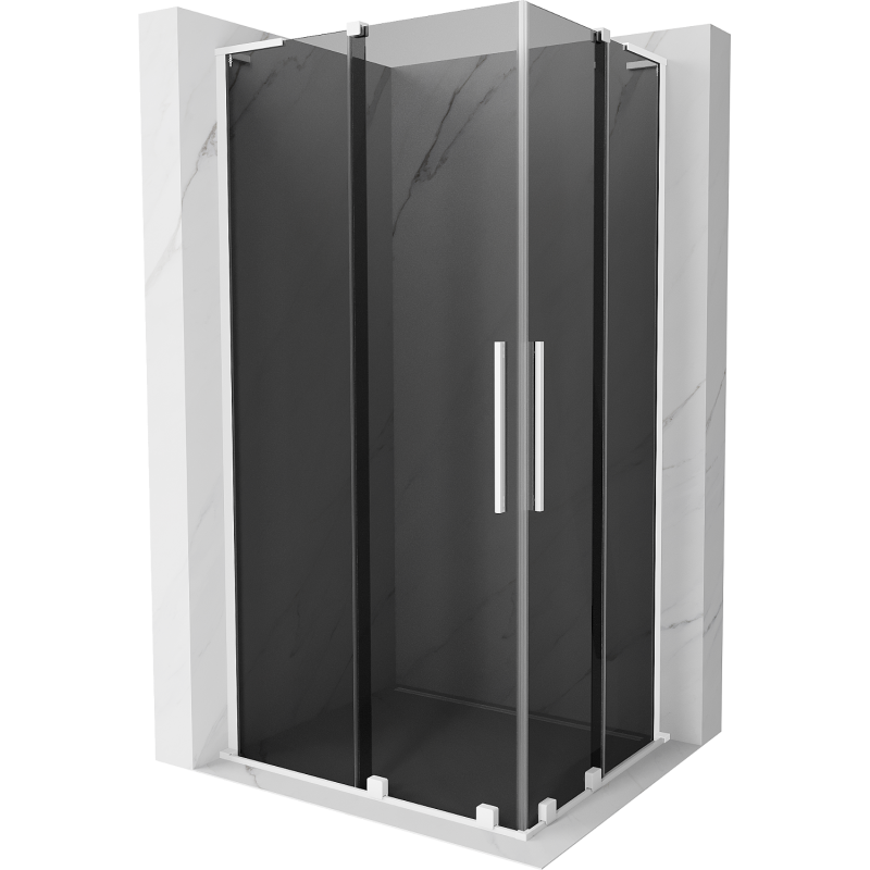 Mexen Velar L Duo sliding shower enclosure 90 x 80 cm, graphite, white - 871-090-080-02-43-20