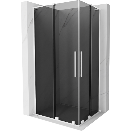 Mexen Velar L Duo sliding shower enclosure 90 x 80 cm, graphite, white - 871-090-080-02-43-20