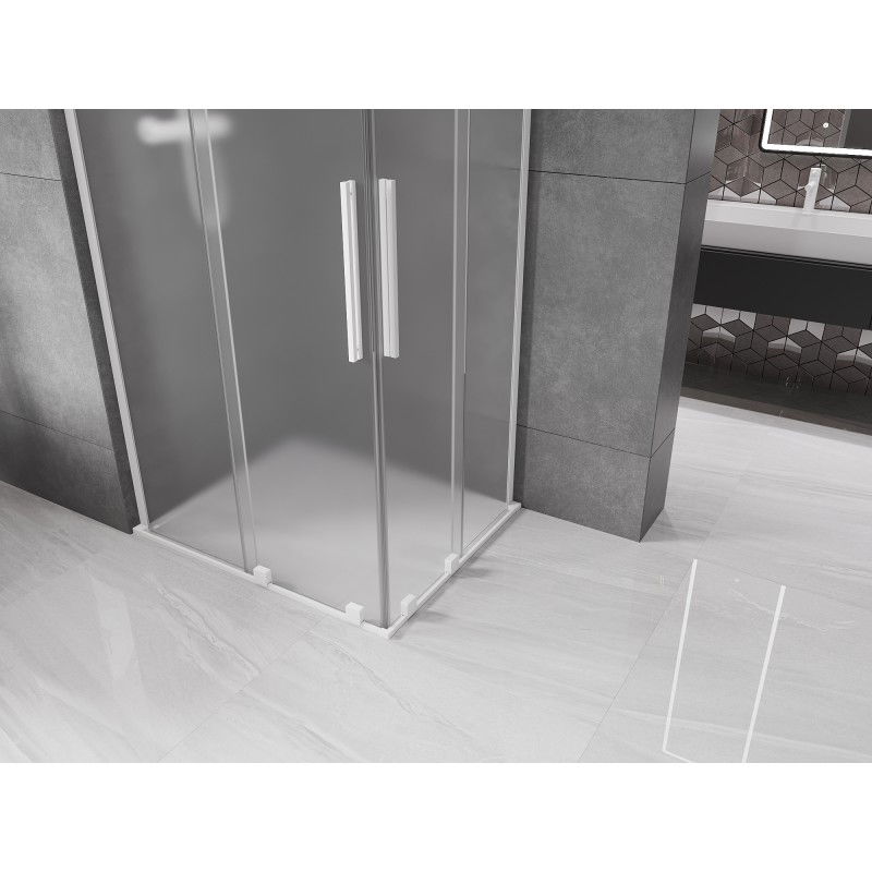 Mexen Velar L Duo cabine de douche coulissante 100 x 90 cm, givrée, blanche - 871-100-090-02-33-20
