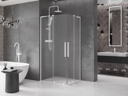 Mexen Velar L Duo Duschkabine schiebbar 100 x 90 cm, gefrostet, weiß - 871-100-090-02-33-20
