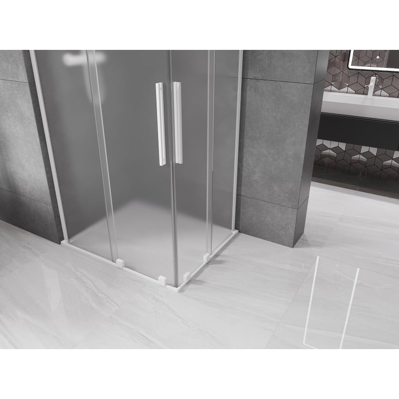 Mexen Velar L Duo cabine de duche deslizante 90 x 80 cm, fosco, branco - 871-090-080-02-33-20