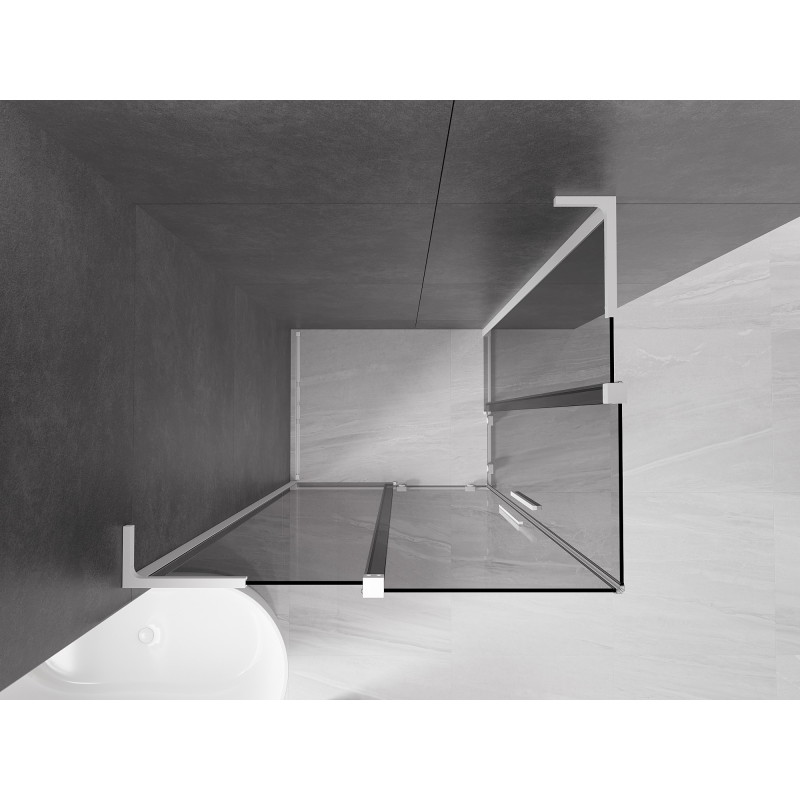 Mexen Velar L Duo liuguks dušinurk 90 x 80 cm, grafiit, valge - 871-090-080-02-43-20