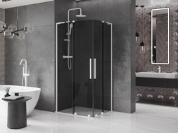 Mexen Velar L Duo cabine de douche coulissante 100 x 90 cm, graphite, blanc - 871-100-090-02-43-20